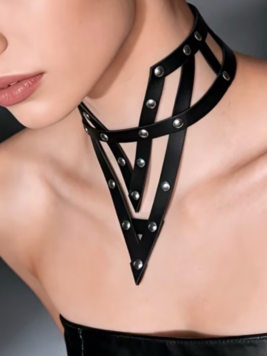 Dolls Kill Jewelry - New Dolls Kill Leather Geometric Choker Necklace